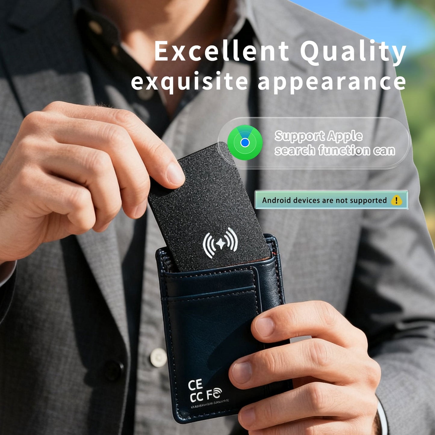 Wallet Tracker Card for Apple Find My, MFi Certified Smart Bluetooth Tracker with Global Precision Tracking, Rechargeable Anti-Stalking Smart Finder for Wallet, Passport, Luggage